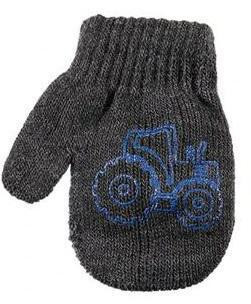 Dětské palcové pletené rukavičky s traktorem 9 - 12 měsíců