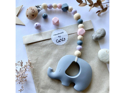 Kousátko na klipu silikonové Hryzátko slon