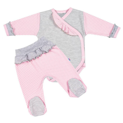 2-dílná kojenecká souprava New Baby Puntík II šedo-růžová