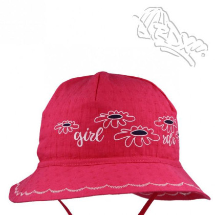 Dívčí letní vázací klobouk Kytičky Malinový RDX