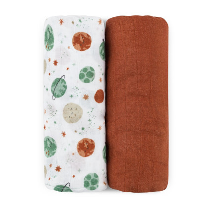 Přikrývka bambusová mušelínová 2 ks 120 x 120 cm Misty Petite&Mars