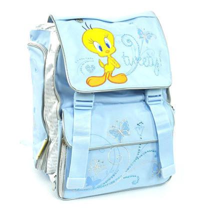 Školní batoh Tweety - ptáček a motýlci - světle modrý