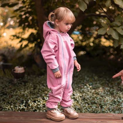 Rostoucí softshellová kombinéza s fleecem Shell pink Esito