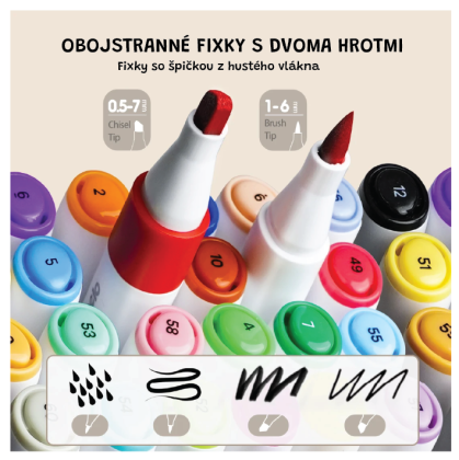 Oboustranné fixy se dvěma hroty v boxu 12 ks Jarmelo