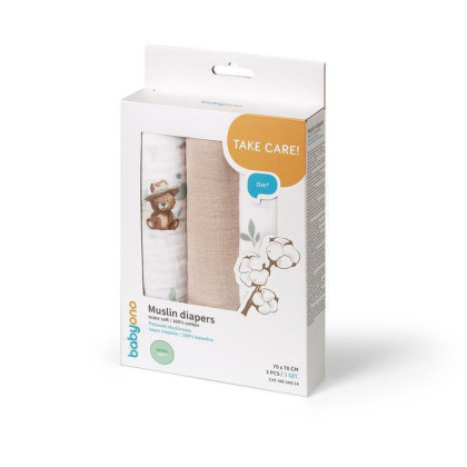 Mušelínové plenky Super Soft růžové 3 ks 70x70 cm BabyOno