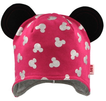 Bavlněná čepička na uši s oušky Mickey Růžová RDX