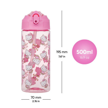 Tritanová láhev na pití s brčkem Hello Kitty Sweet Leopard, 500 ml Baagl