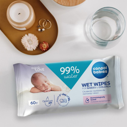 Dětské vlhčené ubrousky 99 % vody 60 ks Canpol babies