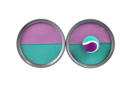 Lambáda/Catch ball hra s míčkem na suchý zip 19 cm zeleno-fialová