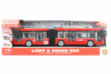 Trolejbus/Autobus plast 45cm na setrvačník na bat. se světlem se zvukem