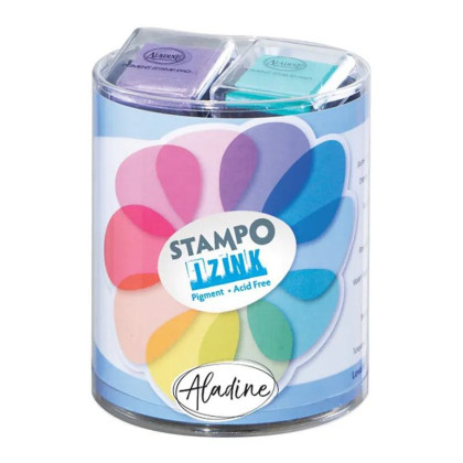 Razítkovací polštářky Aladine Stampo Izink Pigment, 10 ks - pastelové barvy