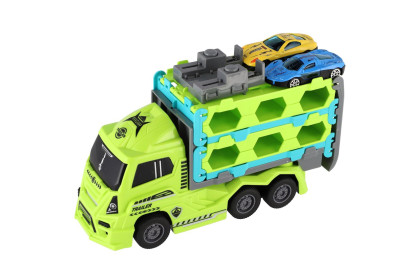 Auto kamion přepravník + auto 2 ks 22 cm na setrvačník