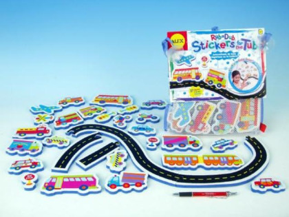 Vodolepky Auta Beep Beep - pěnová sada do vany v taštičce 31 dílků