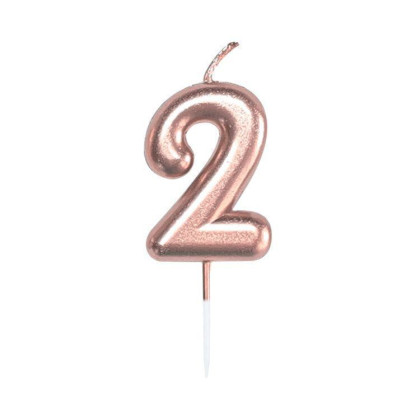 Svíčka dortová rose gold 5 cm