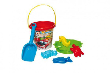 Sada na písek 7 ks plast kbelík, sítko, lopatka, 4 formičky 18 m+