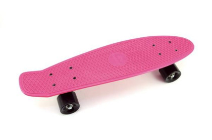 Skateboard - pennyboard 60cm, nosnost 90kg, kovové osy, růžová barva, černá kola