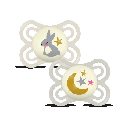 Šidítko Ortodonické Perfect Night 0 m+ Mam Béžová+Šedá