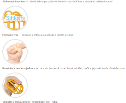 Senzorické silikonové kousátko Míček Žlutý Canpol babies