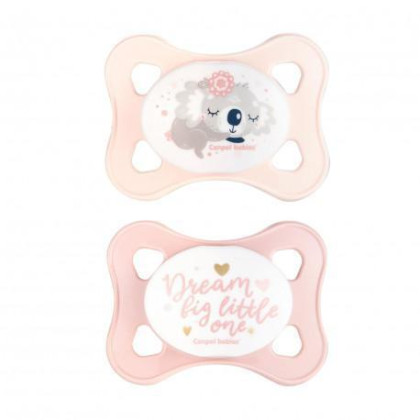 Set symetrických silikonových MINI dudlíků 0-2 m Canpol babies Sleepy koala - Růžový