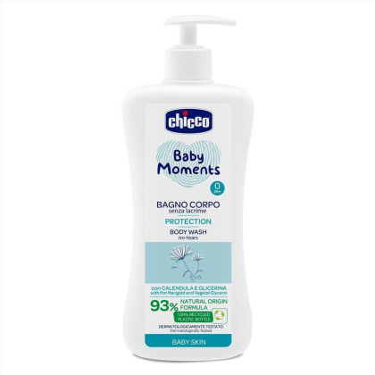 Šampon na tělo s dávkovačem Baby Moments Protection 93% přírodních složek 750 ml Chicco