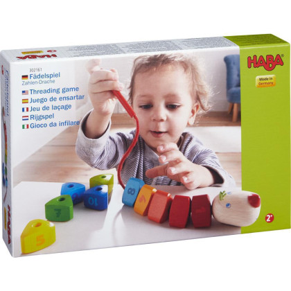 Dřevěná navlékačka Drak s čísly Haba