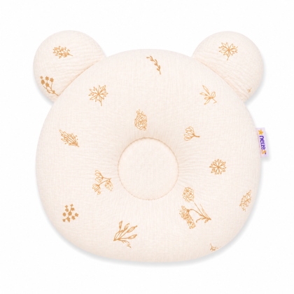Mušelínový tvarovaný polštářek Louka Nature, béžová Baby Nellys