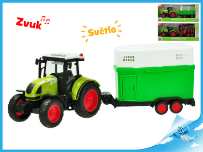 Traktor s vlečkou na setrvačník a baterie se světlem a zvukem