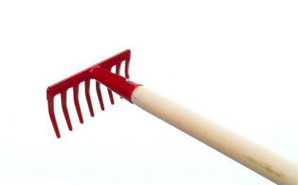 Hrábě s násadou kov/dřevo 80 cm červené