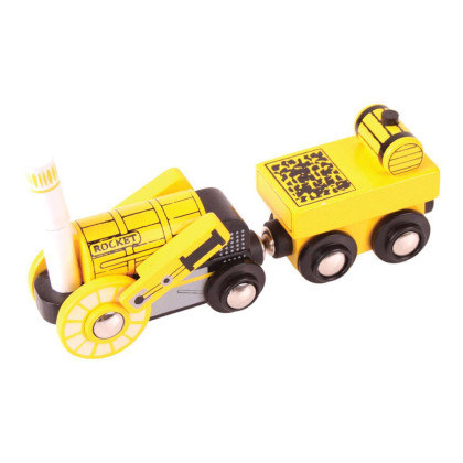 Replika historické lokomotivy Rocket + 2 koleje Bigjigs Rail