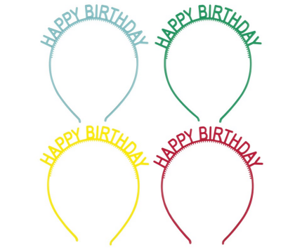 Čelenka "Happy Birthday" mix barev, 4 ks