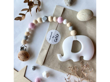 Kousátko na klipu silikonové Hryzátko slon