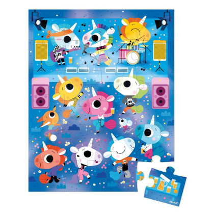 Puzzle v kufříku Jednorožec na koncertě 24 ks Janod
