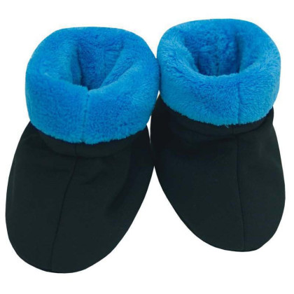 Capáčky softshell s chlupem Černá/tyrkysová