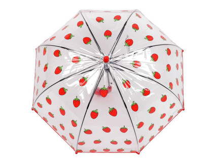 Dětský průhledný vystřelovací deštník jahoda
