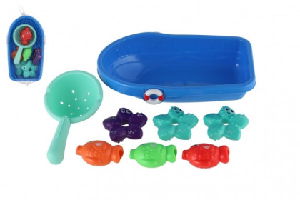 Sada do vany lodička, sítko s mořskými zvířátky v síťce 