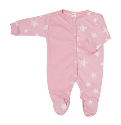 Kojenecký overal dlouhý rukáv/nohavice Hvězdy Starorůžový MKCool