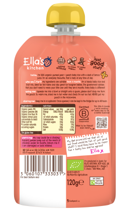 BIO Dětská rýže, hruška a broskve 120 g Ella's Kitchen