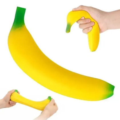 Mega squeeze strečový mačkací banán 37 cm - antistresová natahovací hračka Mega squeeze