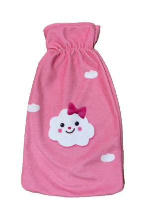 Termofor 2l zahřívací láhev s obalem Růžová s mráčkem