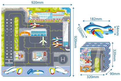 Puzzle pěnové podlahové letiště 9 ks, 32 x 32 cm