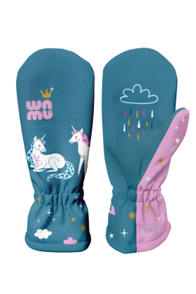 Dětské softshellové rukavice Jednorožci petrolejová Wamu 