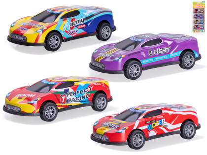 Auto závodní 8,5 cm kov na zpětný chod 4 ks