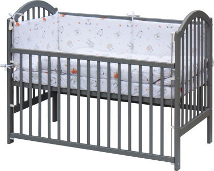 Dětská postýlka s kompletní výbavou120 x 60 cm šedá Labra Scarlett 