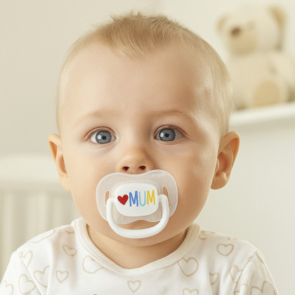 Dudlík svítící silikonový symetrický Love Mum & Dad 0 - 6 m, 2 ks Canpol babies