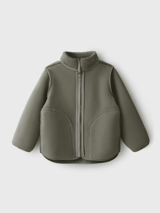 Fleecová bunda Theo Vetiver Green Leokid