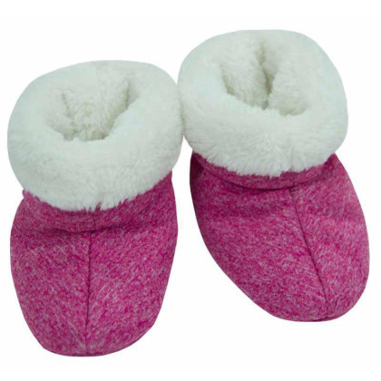 Capáčky softshell s chlupem Melír růžová/bílá