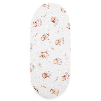 Bavlněné prostěradlo do kočárku Sweet teddy bear 35 x 75 cm pink New Baby