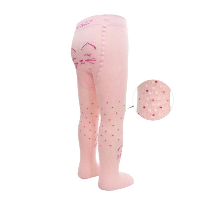 Punčocháče s protiskluzem 3x ABS vel. 80/86 růžové kočka Be Snazzy