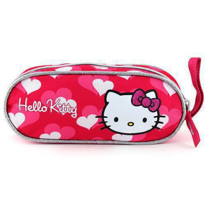 Školní penál Hello Kitty elipsovitý, růžový