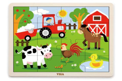 Dřevěné puzzle 16 dílků - farma Viga
